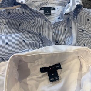 Tommy Hilfiger Blue and White Patterned Shirt